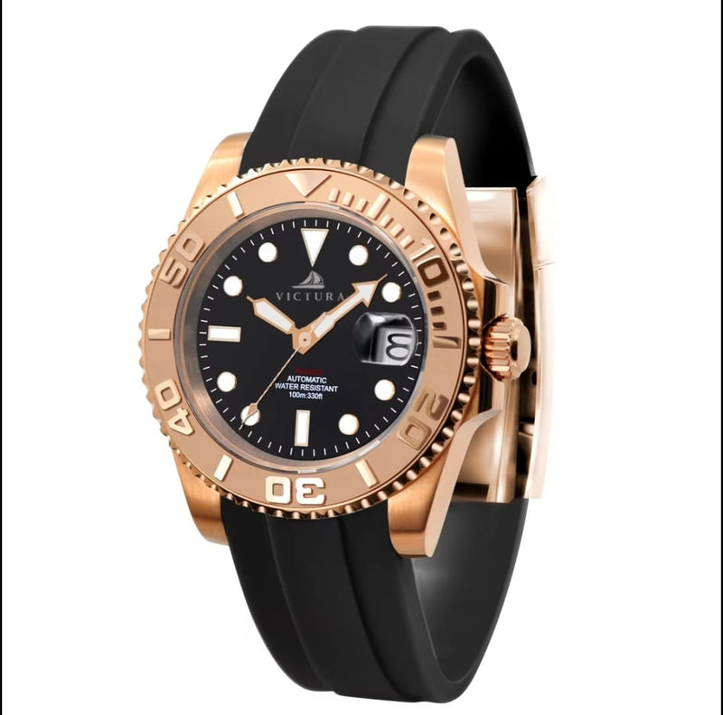 Silent Master Rubber Rose Gold- orologio Automatico con cinturino in silicone subacqueo premium